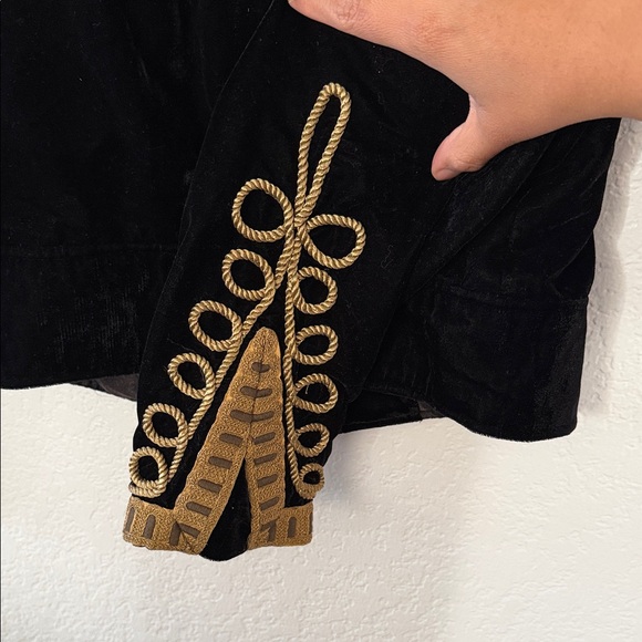 Rare Zara Black Velvet Military Jacket with Gold Braid Trim - Picture 5 of 6